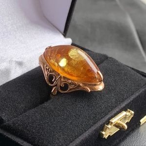 18K RG Russian Amber Ring